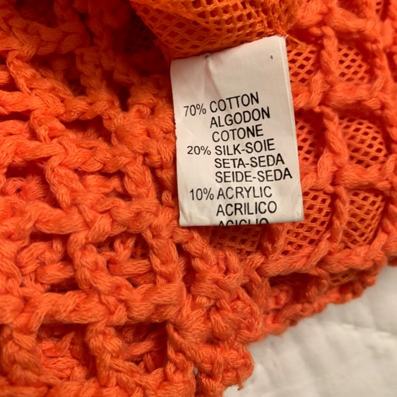 ORANGE CROCHET COTTON/SILK TOP - S? - Picture 9 of 14